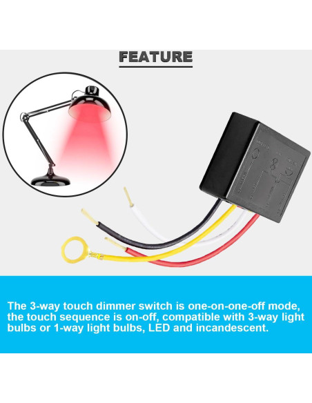 Interruptor Regulador Táctil 3 Vías DAOKAI - Paquete de 4