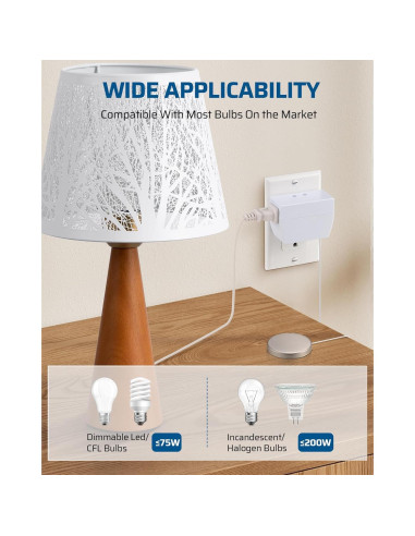 Regulador Táctil Dewenwils 2 Pack Blanco 200W LED Incandescentes