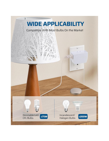 Regulador Táctil Dewenwils 2 Pack Blanco 200W LED Incandescentes