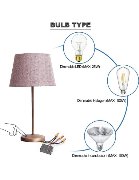 Interruptor Regulador Táctil 3 Vías DAOKAI - Paquete de 4