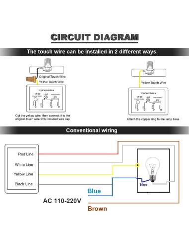Interruptor Regulador Táctil 3 Vías DAOKAI - Paquete de 4