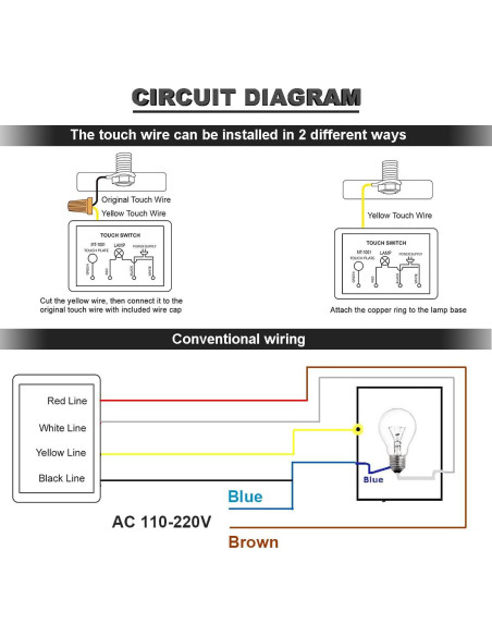 Interruptor Regulador Táctil 3 Vías DAOKAI - Paquete de 4