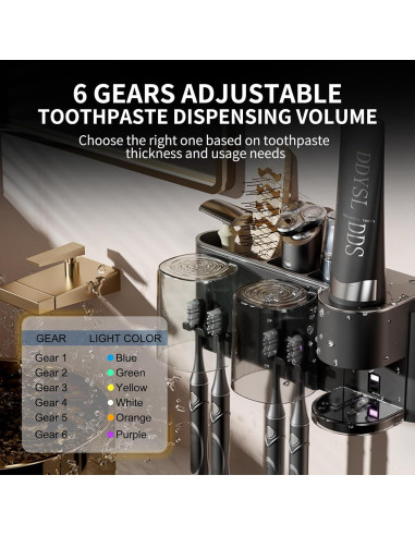 Dispensador Automático de Pasta de Dientes Blancel Negro 4 Espacios