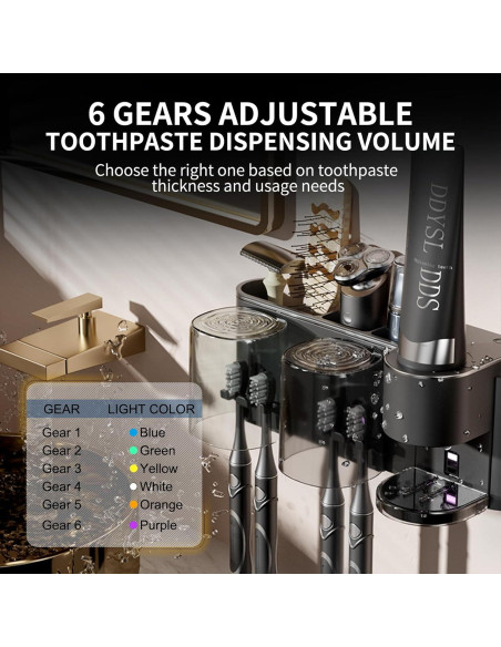 Dispensador Automático de Pasta de Dientes Blancel Negro 4 Espacios