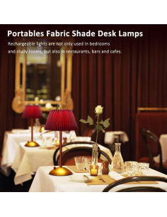 Lámpara de Mesa Inalámbrica JHPGEOE LED Táctil Regulable Rojo 2