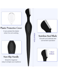 Cortadoras de Cejas Mudder 21 Piezas Acero Inoxidable Negro 2