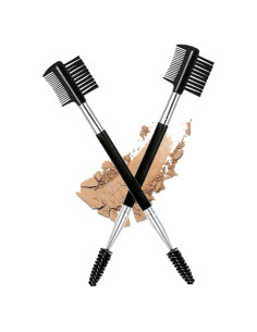 2PCS Cepillo de Cejas y Pestañas Ksvsonrvi 3 Cabezas Negro