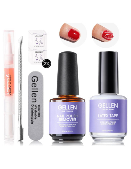 Kit Removedor de Esmalte en Gel Gellen con Cinta de Láttex
