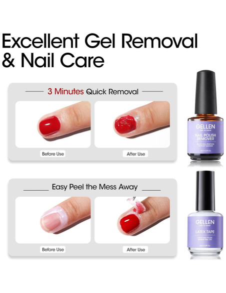 Kit Removedor de Esmalte en Gel Gellen con Cinta de Láttex