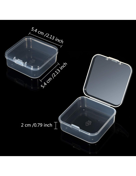 6 Contenedores de Plástico Transparente Jetec 5.4x5.4x2 cm