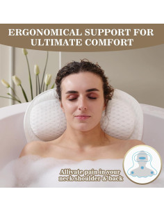 Almohada de Baño Binobella Blanca con Ventosas Antideslizantes 2