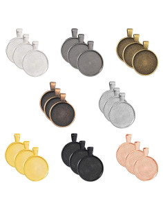 40 Bandejas de Colgante Redondas Huwujiu - 8 Colores 25mm