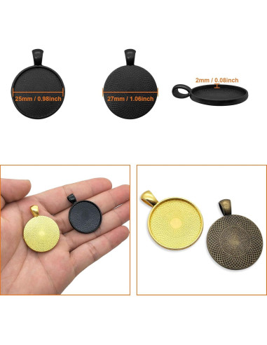 40 Bandejas de Colgante Redondas Huwujiu - 8 Colores 25mm
