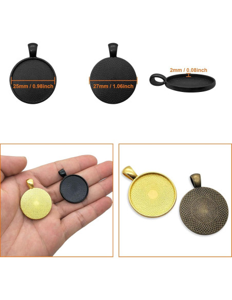 40 Bandejas de Colgante Redondas Huwujiu - 8 Colores 25mm
