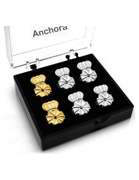 Elevadores de Pendientes Anchora Hipoalergénicos 2 Plateados 1 Dorado