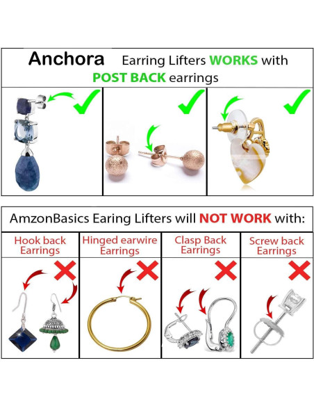 Elevadores de Pendientes Anchora Hipoalergénicos 2 Plateados 1 Dorado