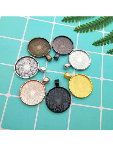 40 Bandejas de Colgante Redondas Huwujiu - 8 Colores 25mm