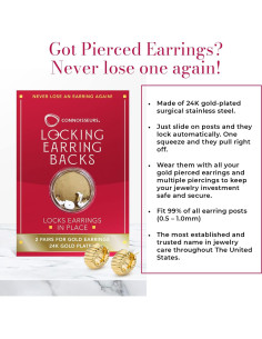 Sujetadores de Pendientes Hipoalergénicos Connoisseurs - Oro 24K 2