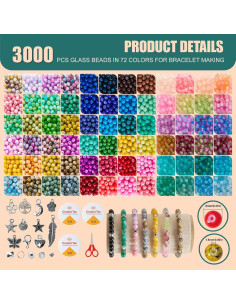 Kit de cuentas de vidrio ASIMASIKE - 3000 piezas 6mm multicolor 2