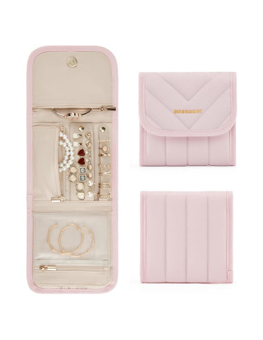 Organizador de Joyería de Viaje BAGSMART Rosa Plegable 6 Compartimentos