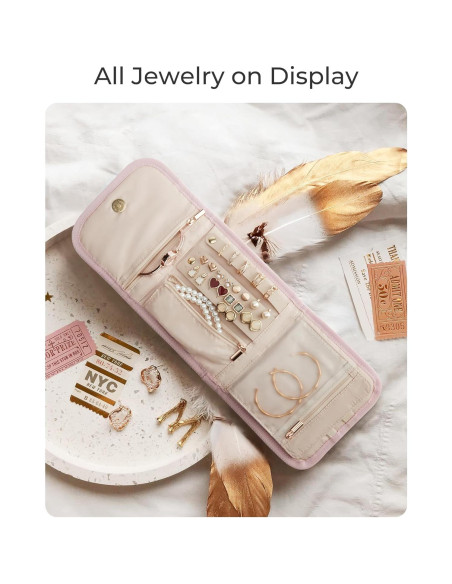 Organizador de Joyería de Viaje BAGSMART Rosa Plegable 6 Compartimentos