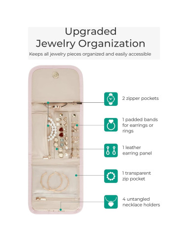 Organizador de Joyería de Viaje BAGSMART Rosa Plegable 6 Compartimentos
