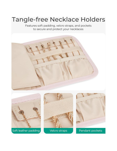 Organizador de Joyería de Viaje BAGSMART Rosa Plegable 6 Compartimentos