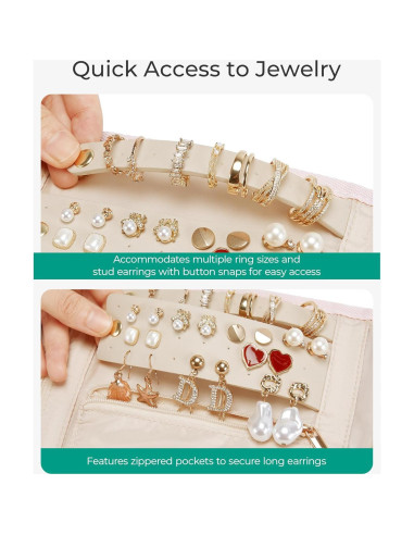 Organizador de Joyería de Viaje BAGSMART Rosa Plegable 6 Compartimentos