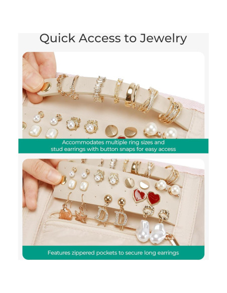 Organizador de Joyería de Viaje BAGSMART Rosa Plegable 6 Compartimentos