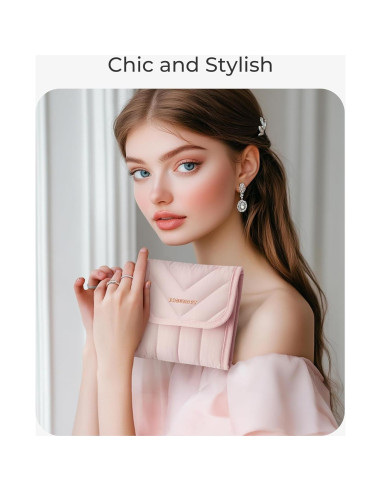 Organizador de Joyería de Viaje BAGSMART Rosa Plegable 6 Compartimentos