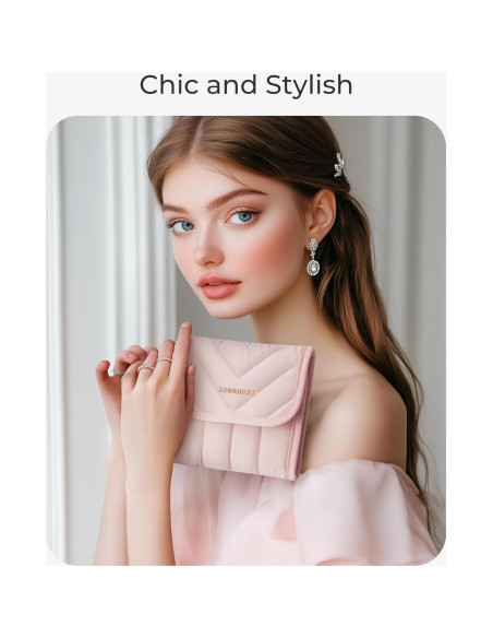 Organizador de Joyería de Viaje BAGSMART Rosa Plegable 6 Compartimentos