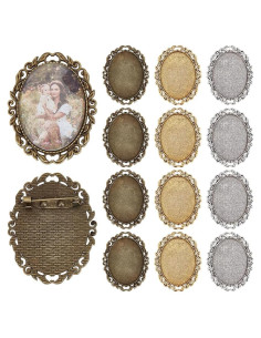 Broches Cabochon Vintage PH PandaHall 12pcs 51x40mm 3 Colores