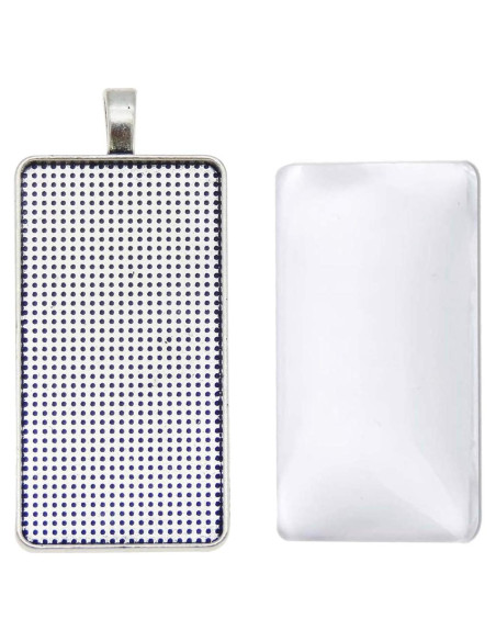 10 Sets Bandejas Colgantes Plata Antigua con Cabujones Vidrio DIY