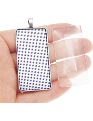 10 Sets Bandejas Colgantes Plata Antigua con Cabujones Vidrio DIY