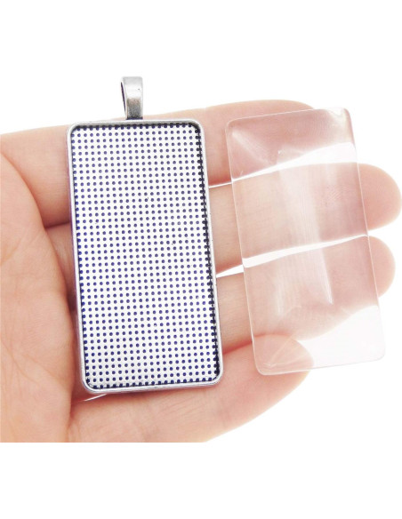 10 Sets Bandejas Colgantes Plata Antigua con Cabujones Vidrio DIY