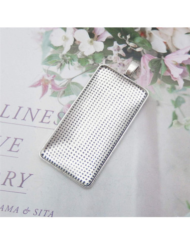 10 Sets Bandejas Colgantes Plata Antigua con Cabujones Vidrio DIY