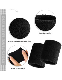 Muñequera de Sudor Bememo 24 Pcs Unisex Absorbentes Elásticas 2