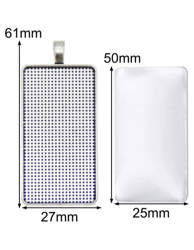 10 Sets Bandejas Colgantes Plata Antigua con Cabujones Vidrio DIY