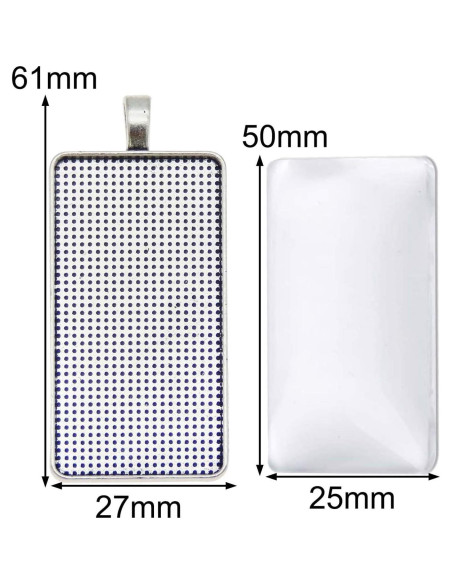 10 Sets Bandejas Colgantes Plata Antigua con Cabujones Vidrio DIY