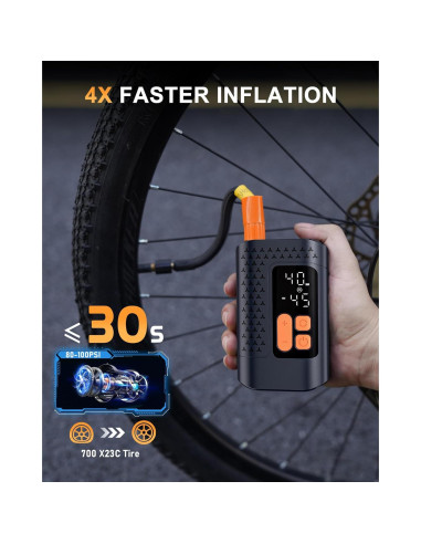 Bomba de Bicicleta Eléctrica Aucoza A5 160 PSI Compacta