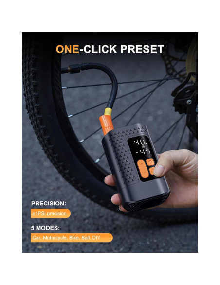 Bomba de Bicicleta Eléctrica Aucoza A5 160 PSI Compacta