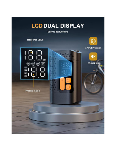 Bomba de Bicicleta Eléctrica Aucoza A5 160 PSI Compacta