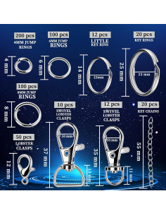 Kit de Fabricación de Llaveros Teenitor 524 Piezas Metal 2