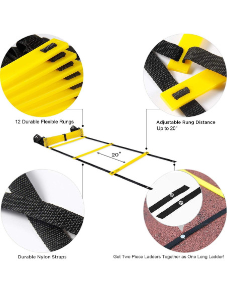 Escalera de Agilidad Ruibo 6 Metros 12 Peldaños Ajustables