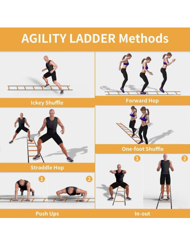 Escalera de Agilidad Ruibo 6 Metros 12 Peldaños Ajustables
