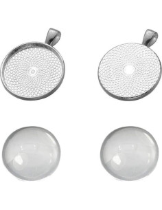 Juego de 40 Bandejas de Colgante Redondas Miraclekoo 25mm 2