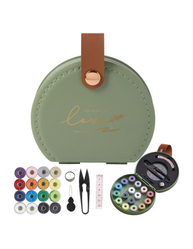 Kit de Costura ZUNON Verde Compacto con Herramientas Básicas