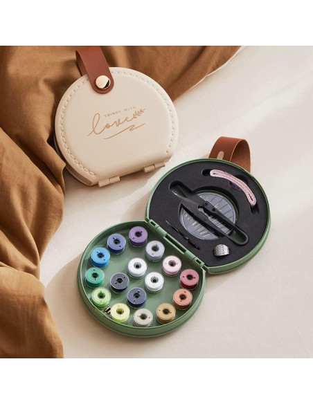Kit de Costura ZUNON Verde Compacto con Herramientas Básicas