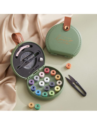 Kit de Costura ZUNON Verde Compacto con Herramientas Básicas