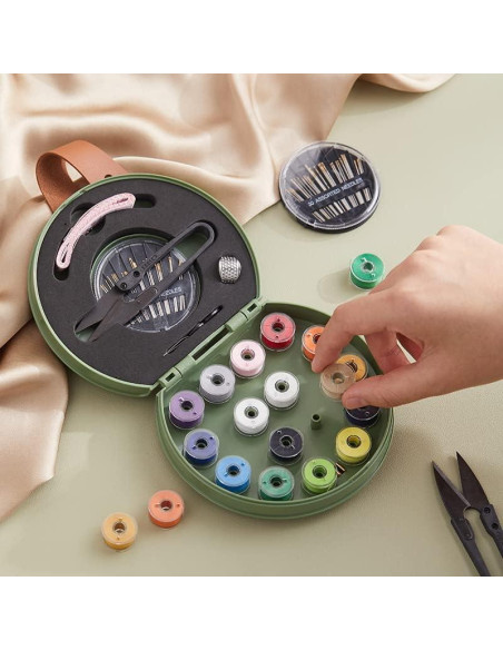 Kit de Costura ZUNON Verde Compacto con Herramientas Básicas